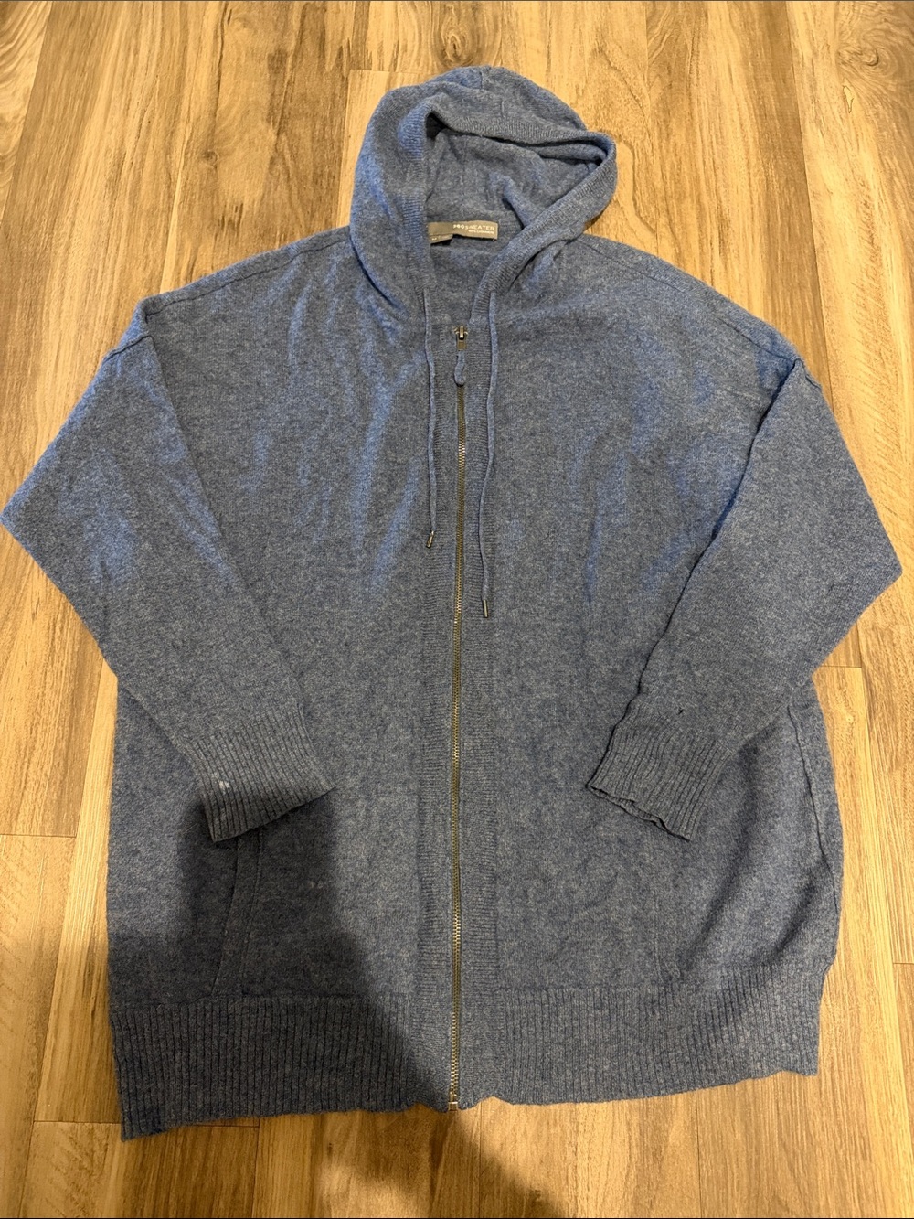 🩵 360 Sweater 100% Cashmere Zip Hoodie Cardigan Blue M
